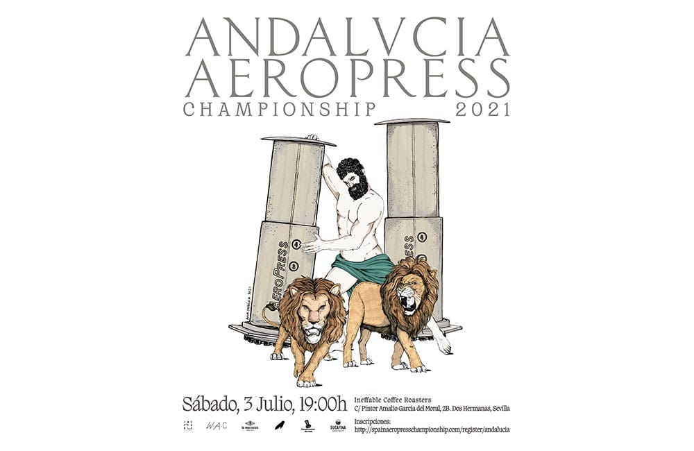 Cartel de campeonato de Andalucía AeroPress Championship 2021 organizado en Ineffable Coffee Roasters