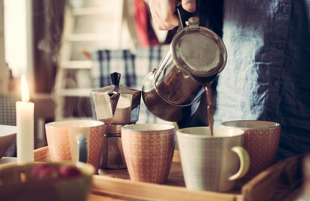 Cafetera italiana de aluminio y acero