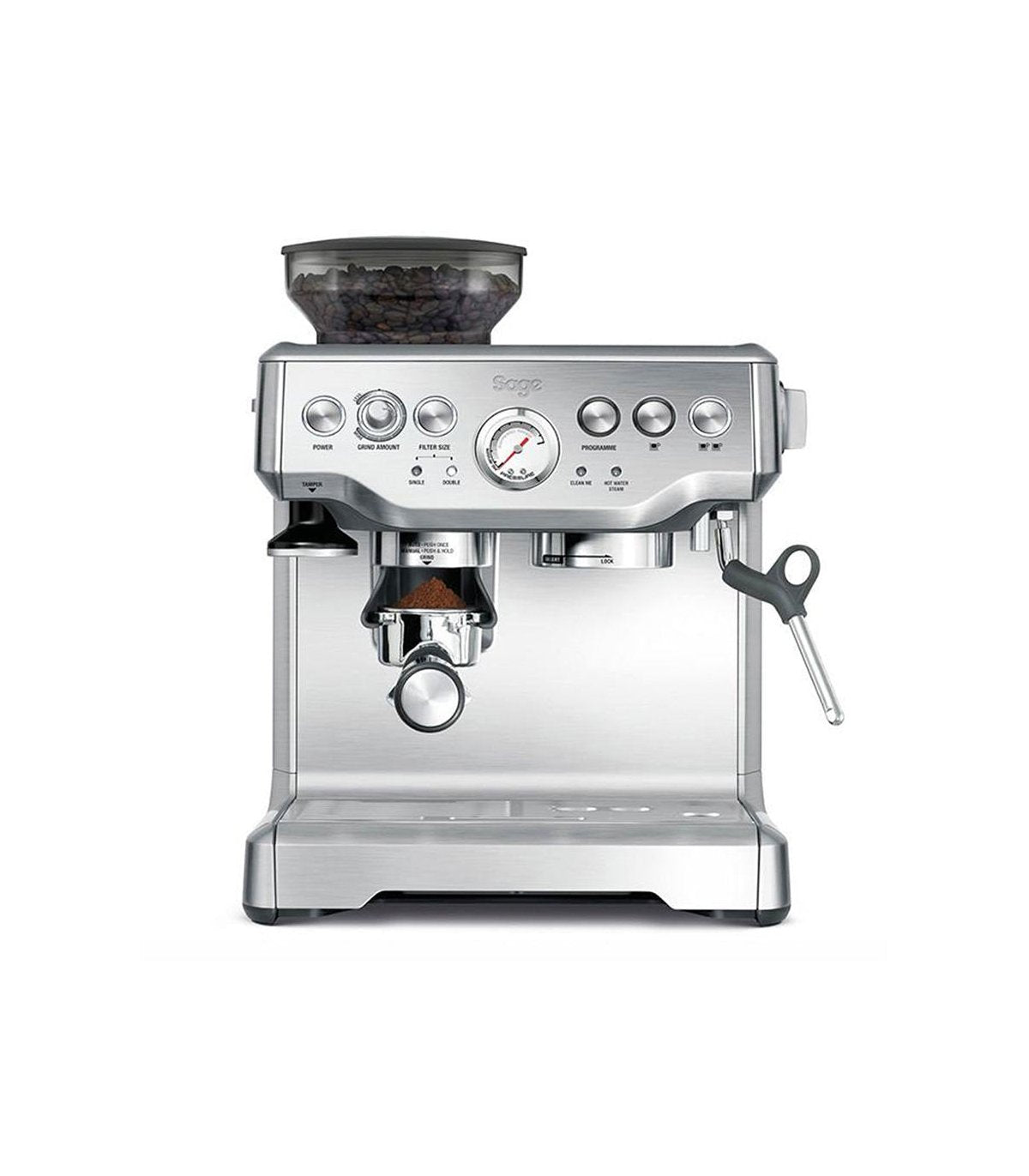 Cafetera superautomática sage barista express plateada