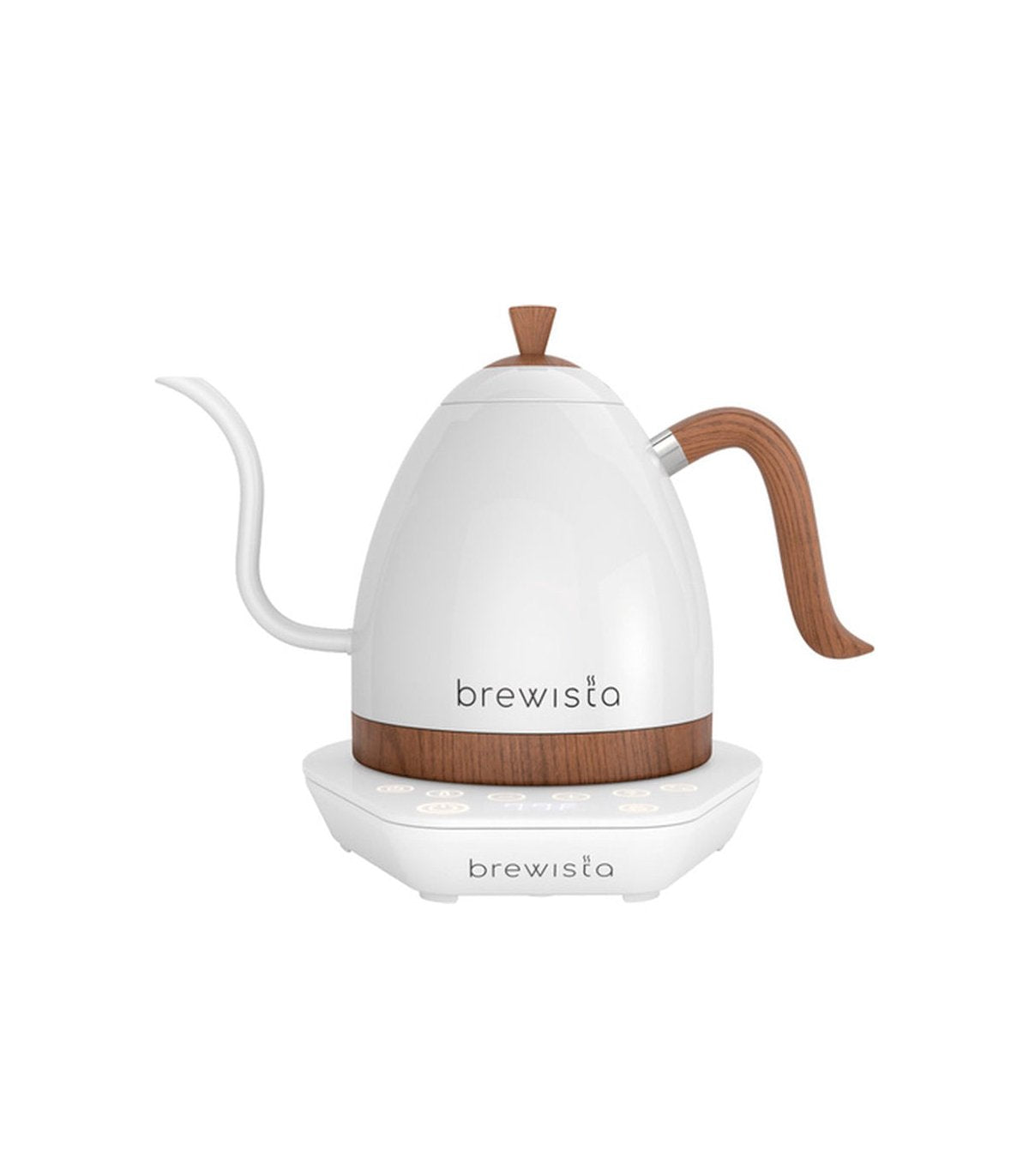 Hervidor de agua con cuello cisne Brewista Artisan blanco con mango de madera