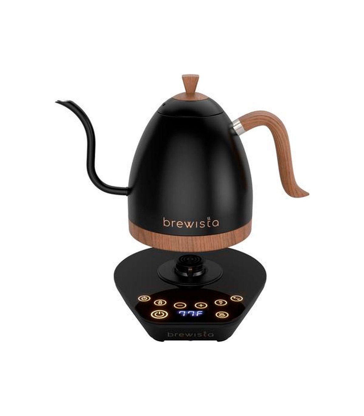 Hervidor de agua con base y cuello de cisne Brewista Artisan color negro y madera