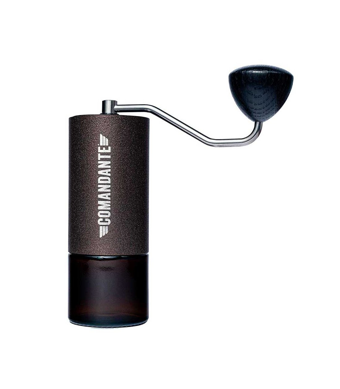 Molinillo de café manual Comandante C40 Copper Mountain con fresas cónicas de acero inoxidable martensítico con un alto contenido en nitrógeno altamente resistentes a las dentaduras.