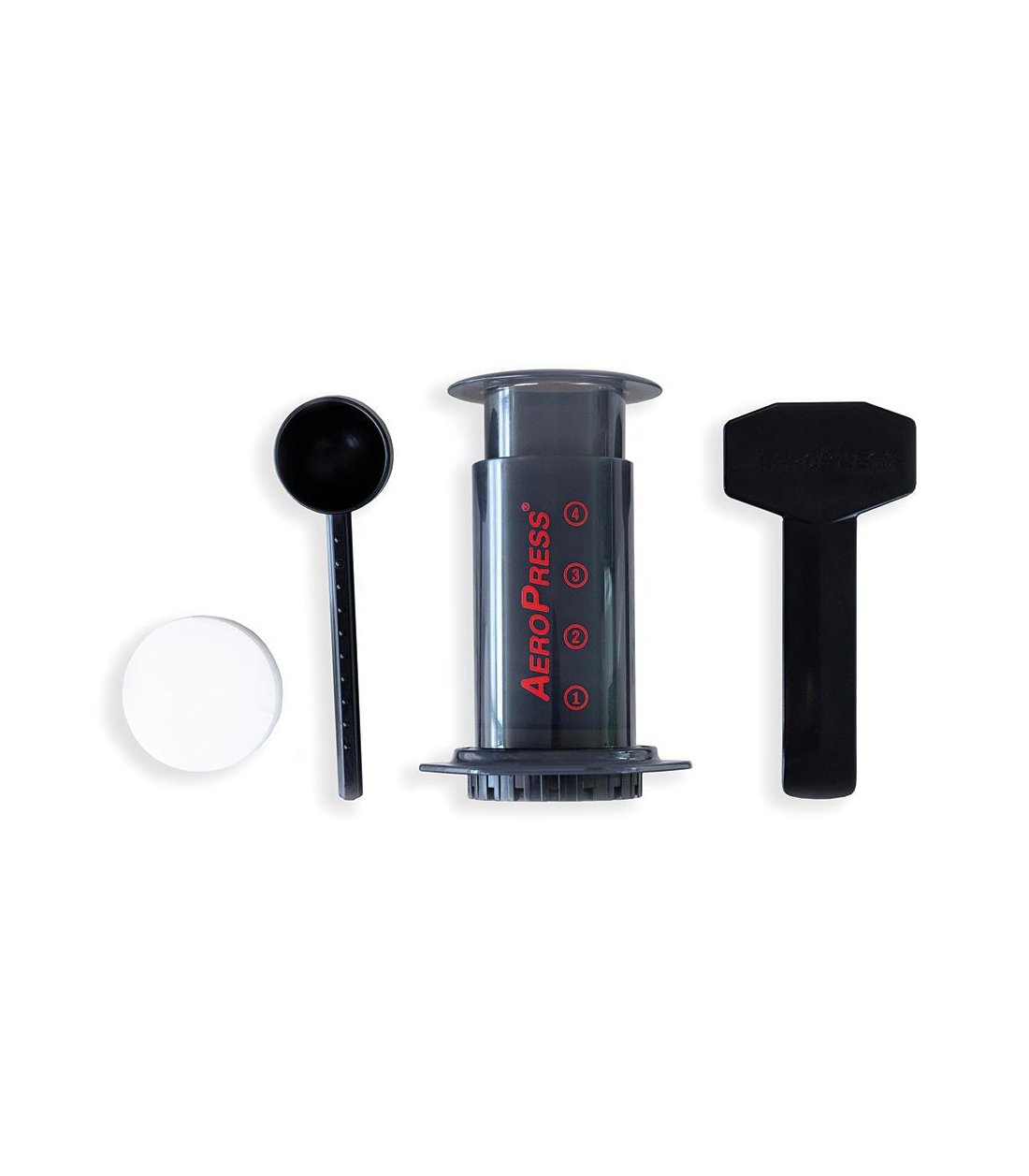 Kit de cafetera Aeropress con filtros de papel, cucharada dosificadora y removedor