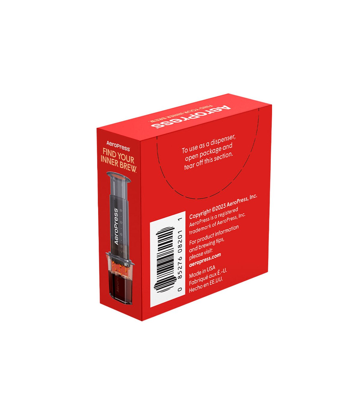 Vista trasera de paquete de filtros de papel para cafetera AeroPress xl