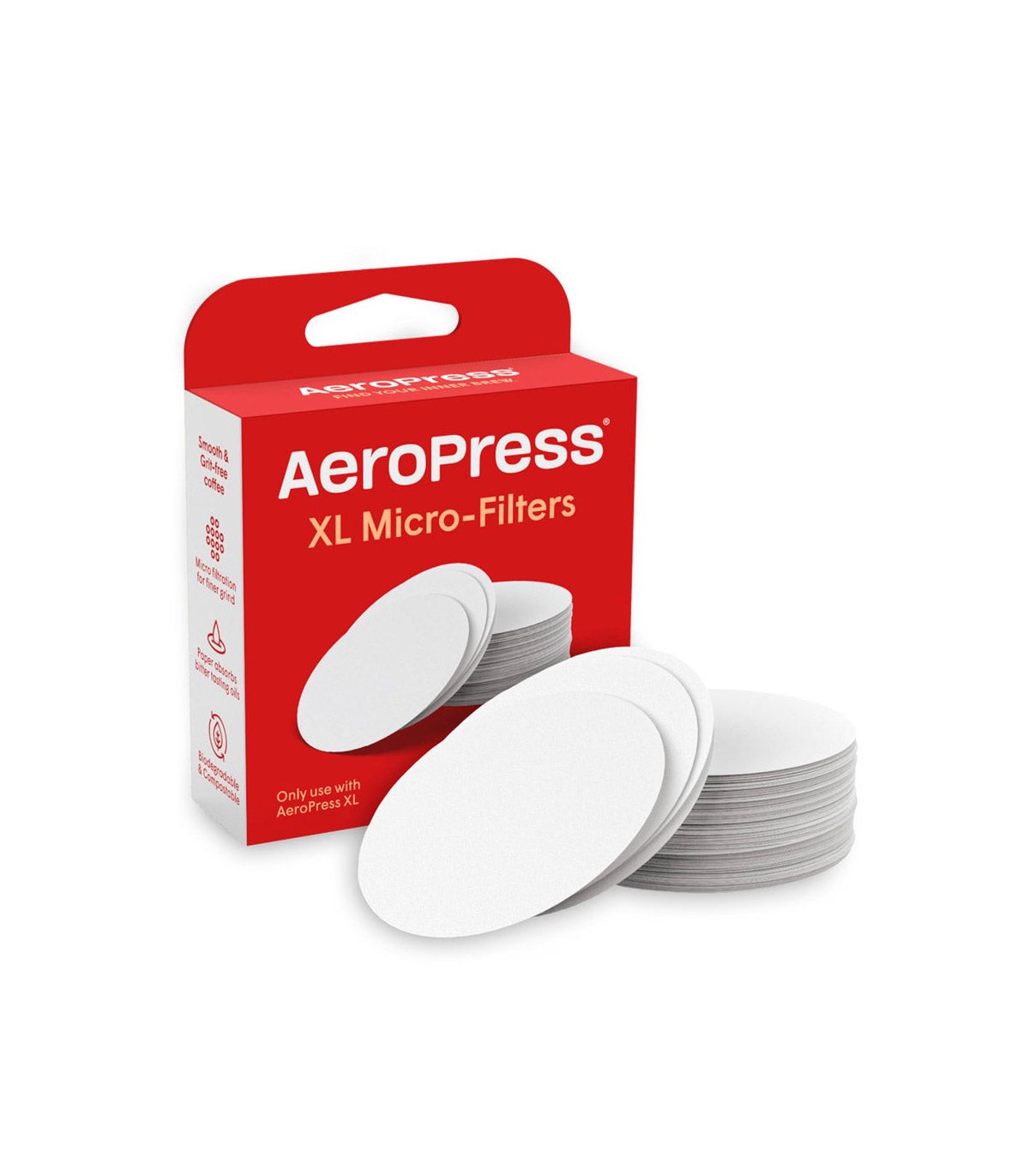 Caja de filtros con filtros de papel para cafetera AeroPress