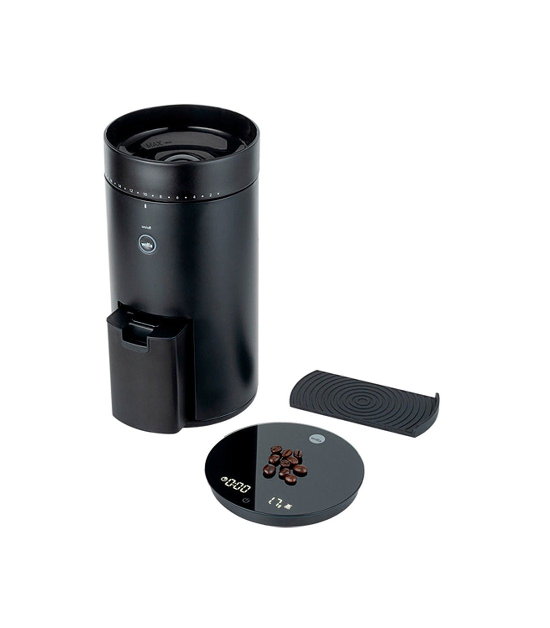 Wilfa Uniform negro, molinillo de café eléctrico con báscula y cronómetro incluido