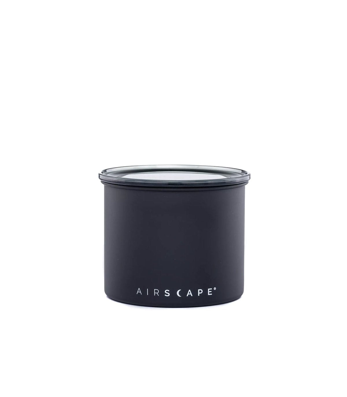 Recipiente hermético para guardar café al vacío de la marca Airscape color negro mate con capacidad para 250 gramos